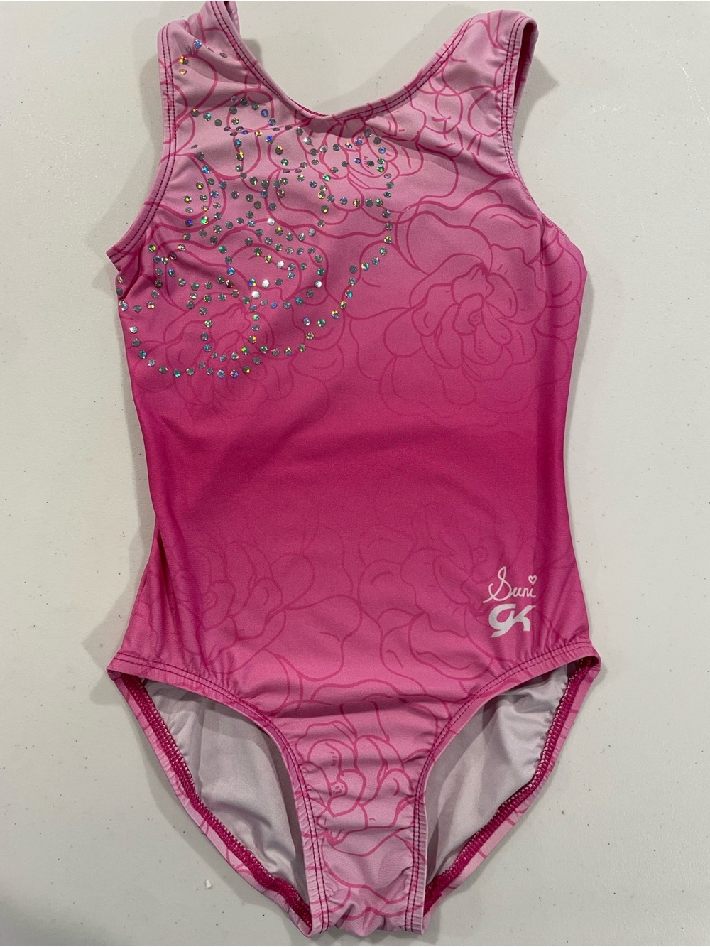 GK x Suni CM Pink roses leotard
